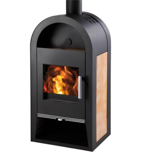 Krbová kamna HAAS SOHN NIVALA s výměníkem černá, béžová dlažba