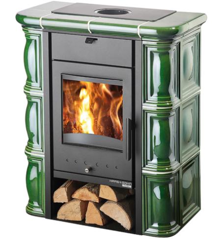 HAAS SOHN  kachlová kamna TREVISO mini barva černá/kachle zelená