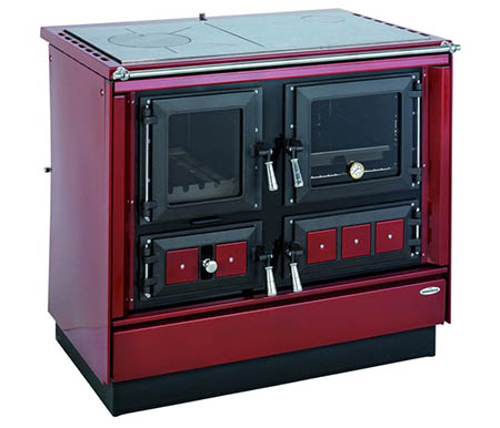 KVS Moravia VSP 9112.4482-V Klaudie bordó levý, chromované doplňky, smaltovaný bordo rám plotny, ocelová broušená plotna, s výměníkem