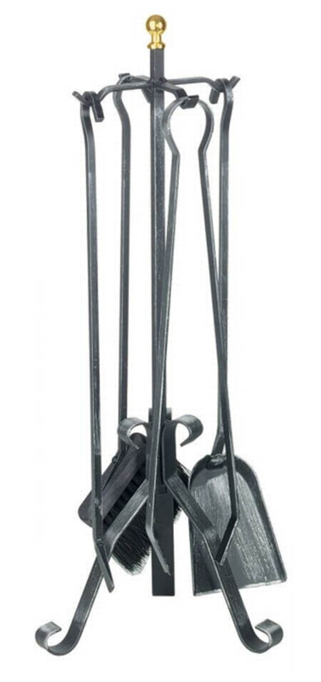 Krbové nářadí LIENBACHER 21.05.003.2 4 dílné, dekor černý lak s patinou, mosazná koule