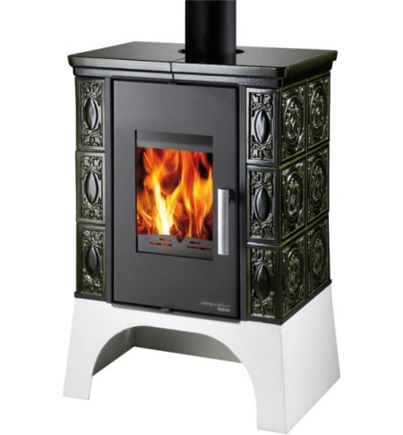 HAAS+SOHN EMPOLI AL II s výměníkem, černá, zelená kachle, vychlazovací smyčka