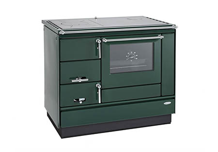 KVS Moravia VSP-9100.7382 zelený pravý, chromované doplňky, smaltovaný zelený rám plotny, ocelová broušená plotna