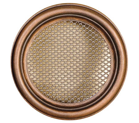 Krbová mřížka kulatá 125mm měděná patina