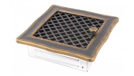 Krbová mřížka 16x16cm s žaluzií DECO zlatá patina