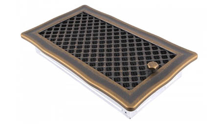 Krbová mřížka 16x32cm s žaluzií DECO zlatá patina