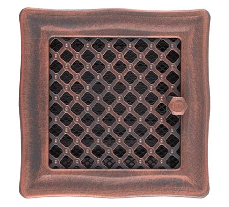 Krbová mřížka 16x16cm s žaluzií DECO měděná patina