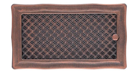Krbová mřížka 16x32cm s žaluzií DECO měděná patina