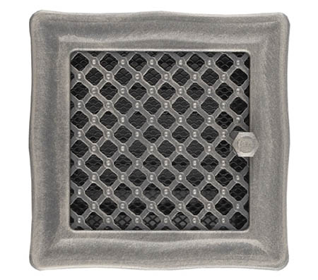 Krbová mřížka 16x16cm s žaluzií DECO stříbrná patina