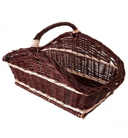 HS Flamingo HSF15-079 Koš na dřevo proutěný rovný, tmavý prošívaný