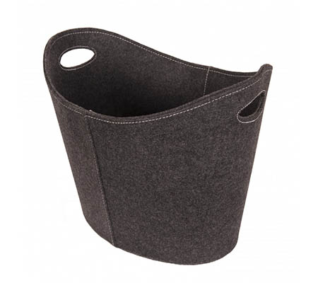 Koš na dřevo plstěný oválný, šedý
