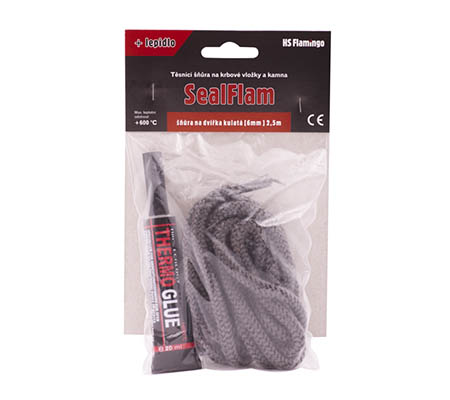 Těsnící šňůra na dvířka kulatá + lepidlo (6mm) 2,5m