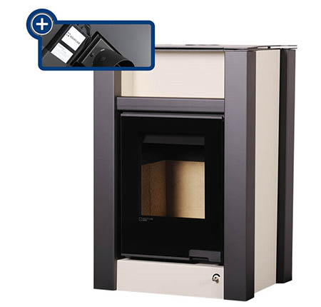 Krbová kamna HS Flamingo AQUAFLAM VARIO  LEND 11/5kW krémová, elektronická regulace