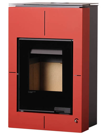 Krbová kamna HS Flamingo AQUAFLAM VARIO  SAPORO 11kW červená (teplovzdušná verze)