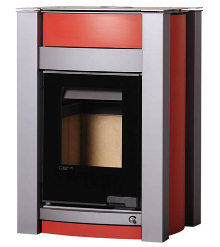 Krbová kamna HS Flamingo AQUAFLAM VARIO  KALMAR 11kW červená teplovzdušná verze)