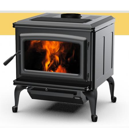 Kanadská kamna Pacific Energy SUMMIT CLASSIC černý smalt, černé dveře, černá mřížka, černé nožičky a popelníkový systém