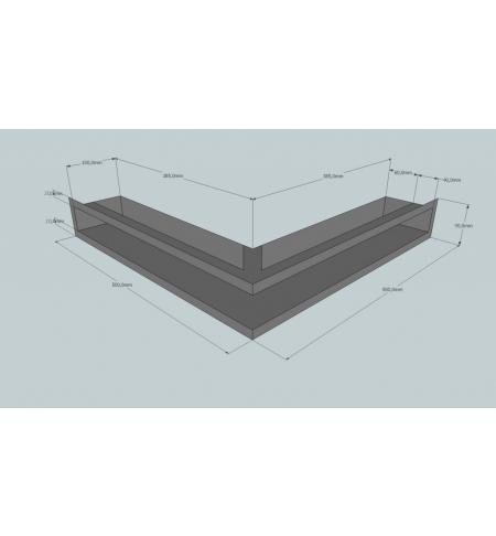 KRBOVÁ MŘÍŽKA OTEVŘENÁ ROHOVÁ 50X50X9 ANTRACIT HLOUBKA 10 CM