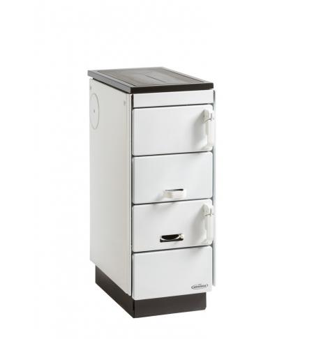 KVS Moravia VSP 9101.1050 bílá, plastové doplňky, smaltovaný černý rám plotny, ocelová broušená plotna