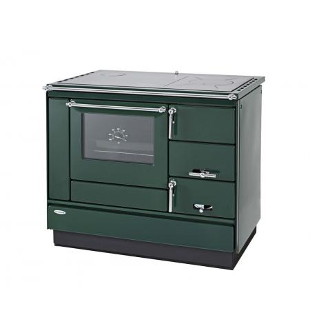 KVS Moravia VSP-9100.7482-V, zelený levý, chromované doplňky, smaltovaný zelený rám plotny, ocelová broušená plotna, s výměníkem