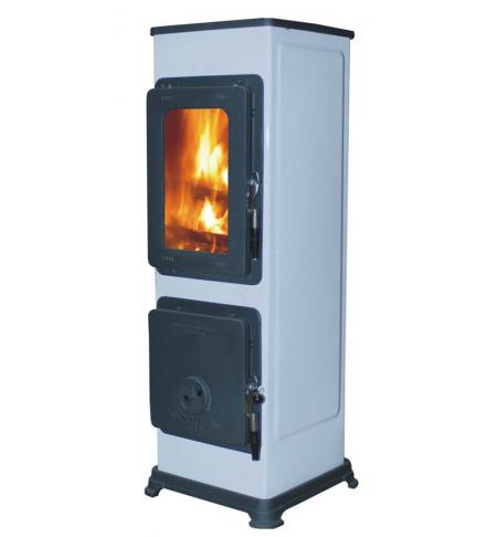 BOZEN AT - SMALTOVANÁ BÍLÁ KAMNA SE ŠAMOTOVOU VYZDÍVKOU