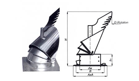 Komínová hlavice K30 se čtvercovou podstavou,průměr 200 mm