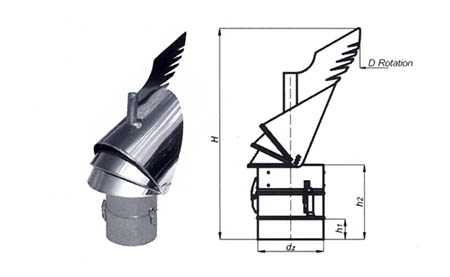 Komínová hlavice K30 s redukcí do komína,průměr 150 mm