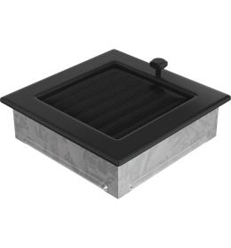 KRATKI Krbová mřížka s uzavíratelnou žaluzií 17 x 17 cm - černá