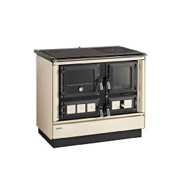 KVS Moravia VSP-9112.3382-OP Klaudie béžový pravý, chromované doplňky, smaltovaný černý rám plotny, ocelová plotna dělená stříkaná