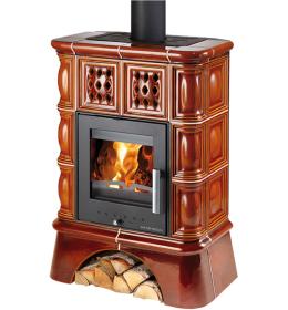 HAAS+SOHN TREVISO II s výměníkem, kachlový sokl, černá/kachle medovník