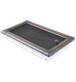 Krbová mřížka 16x32cm s žaluzií EXCLUSIVE grafit / mosaz patina