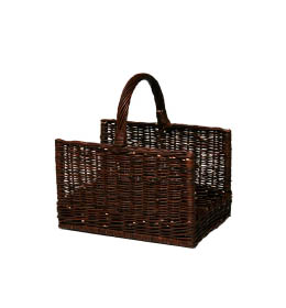 HS Flamingo Koš na dřevo proutěný rovný, tmavý