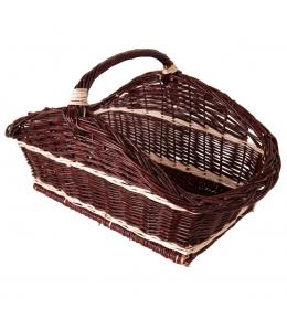HS Flamingo HSF15-079 Koš na dřevo proutěný rovný, tmavý prošívaný