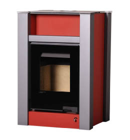 Krbová kamna HS Flamingo AQUAFLAM VARIO  LEND 11kW červená (teplovzdušná verze)