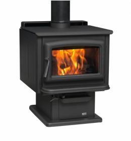 Kanadská kamna Pacific Energy SUPER 27 s podstavcem, černé dveře